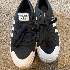 adidas Black and White Canvas Low-Top Sneakers